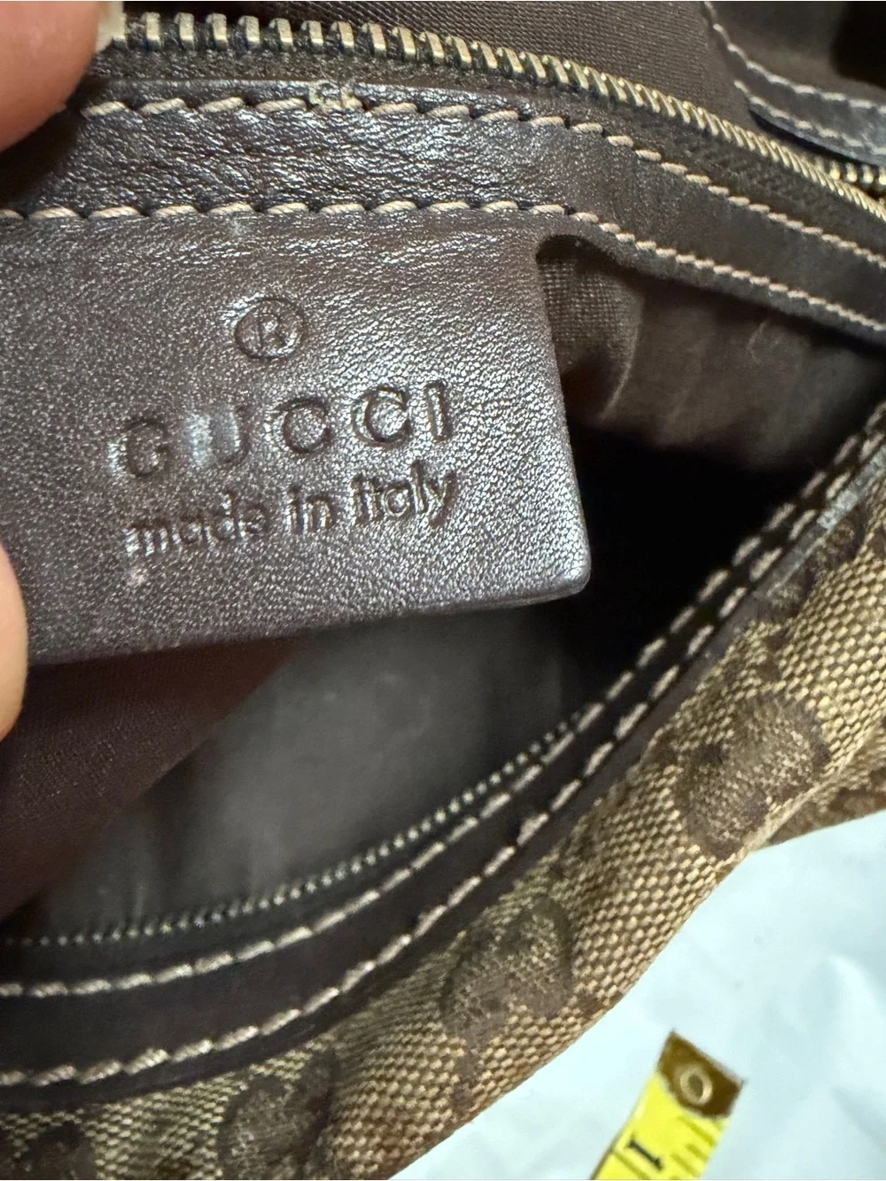 Gucci Brown GG Monogram Canvas Hobo with Dark Brown Leather Trim